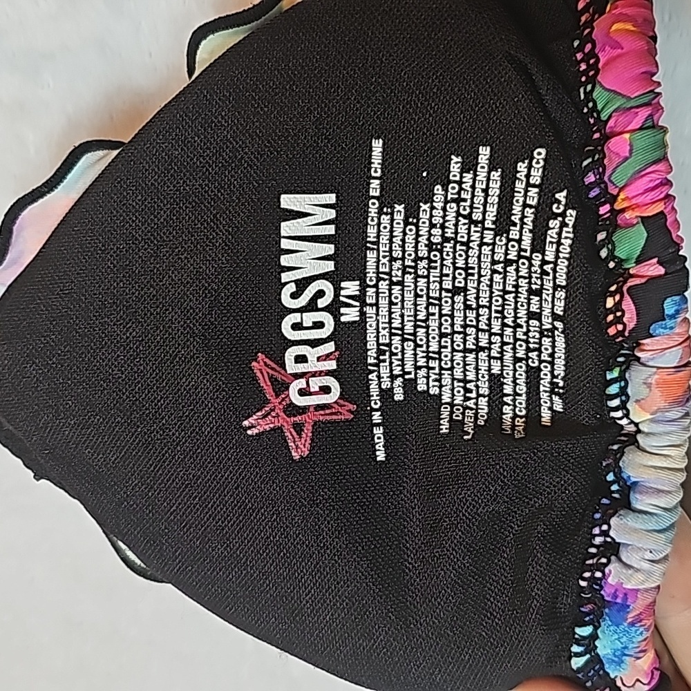 Garage Swim Flower Bikini Top, Size Medium - Picture 2 of 3
